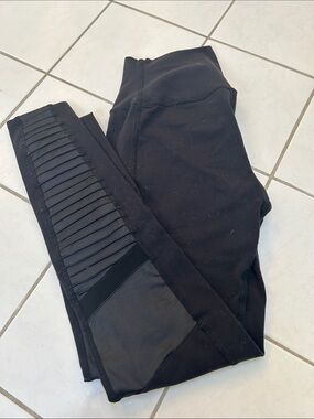 Black Moto Leggings with Side Panel Detail
